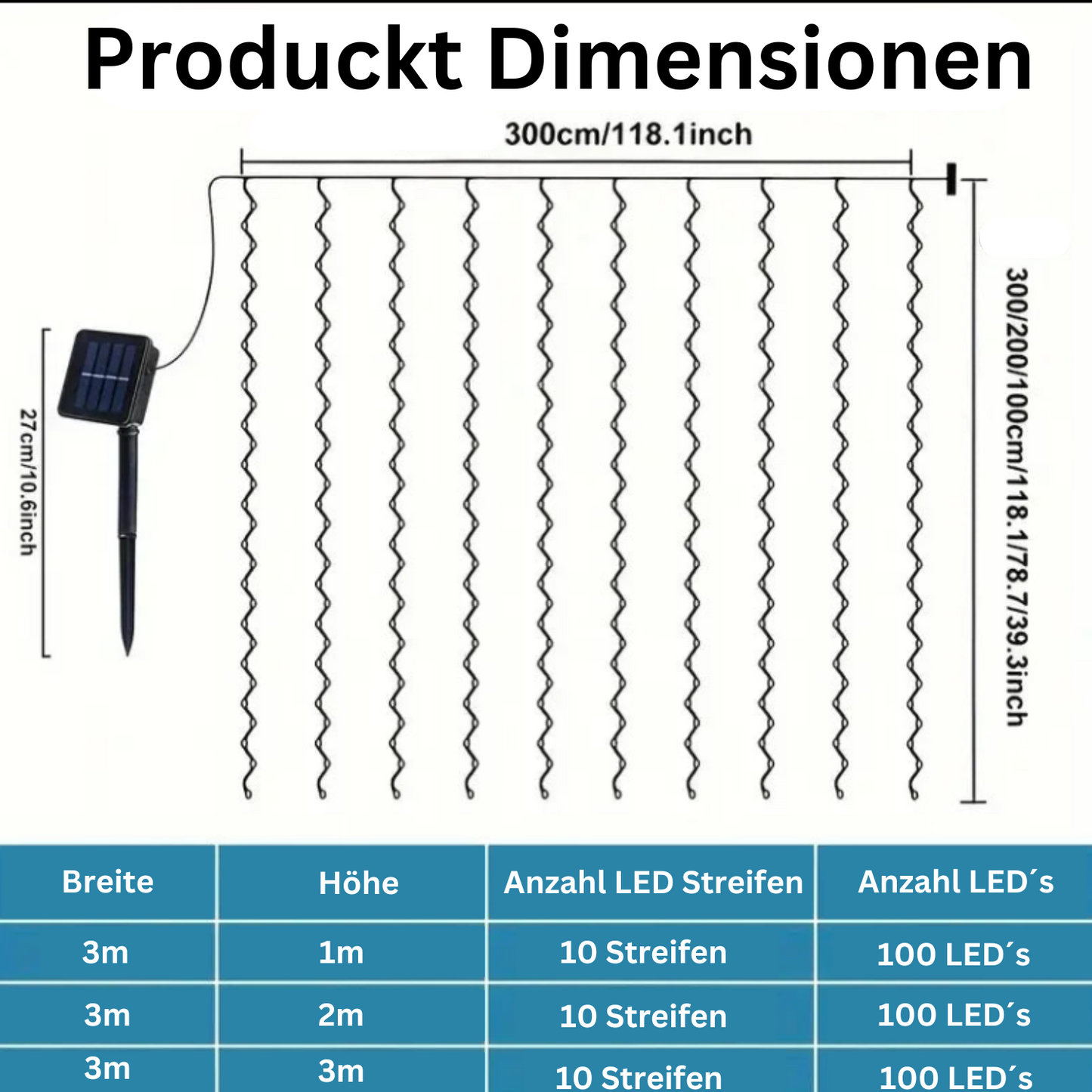 Solar betriebener LED Vorhang